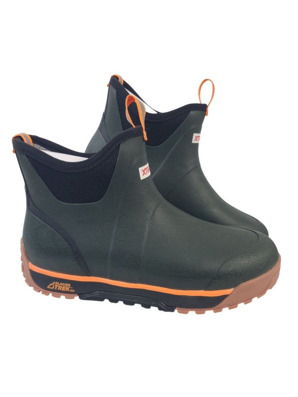NEW Xtratuf Men's 6" Ankle Deck Boots Glacier Trek Ice Rubber Green/Orange US 11